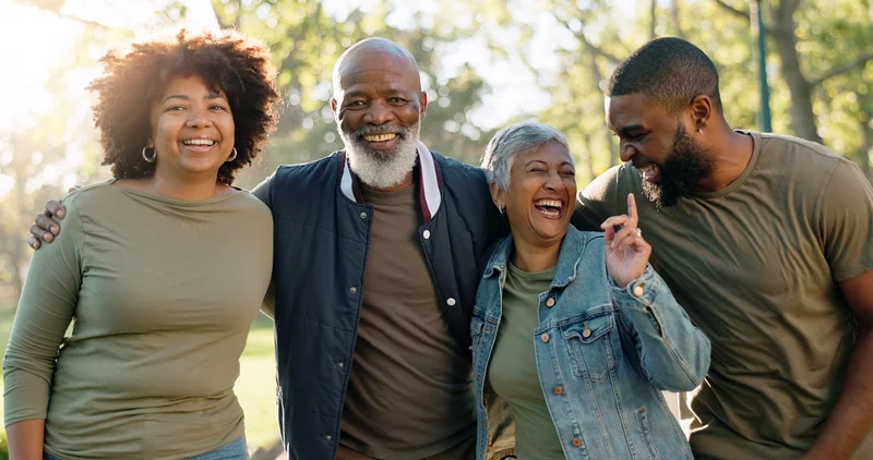 Diverse community members supporting each other